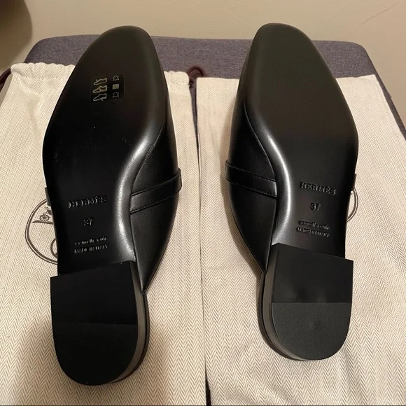 Hermès black mules silver buckle - US 6.5 - 7 - Picture 5 of 9